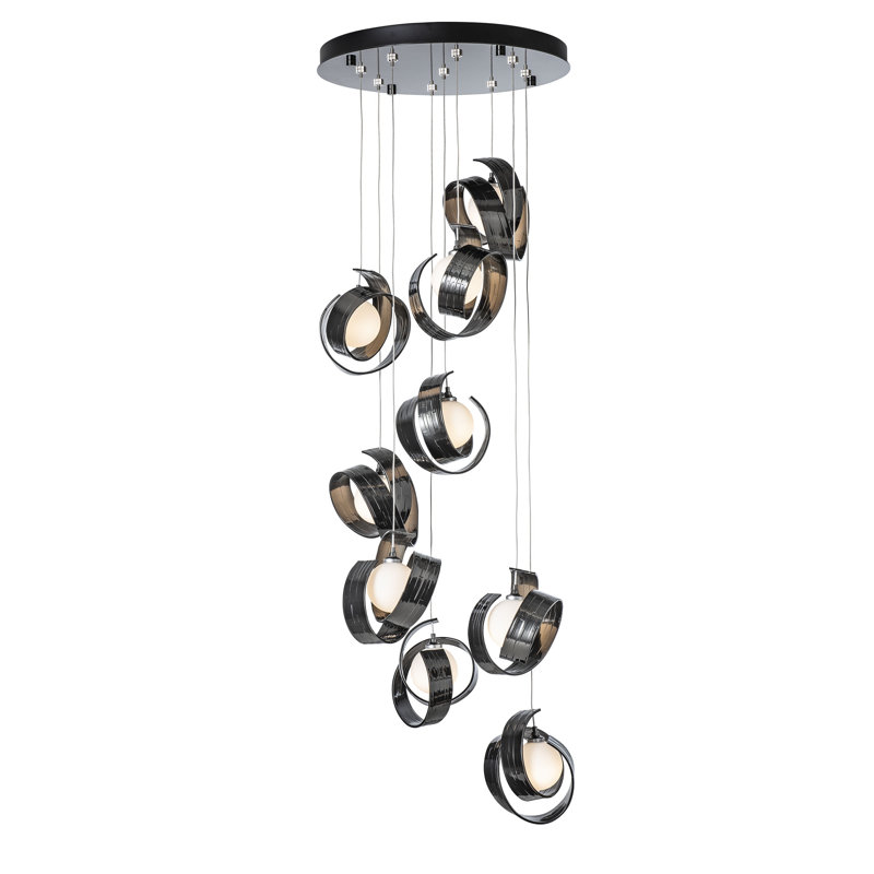 Luminaire suspendu géométrique à 9 lumières Riza, H 80 po x l 21,1 po x P 21,1 po, Encre