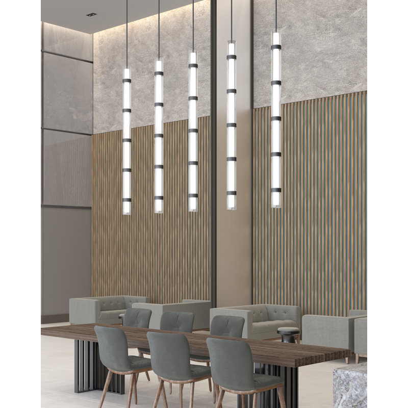 Wit 1 - Light Pendant, Aged Brass, 41.9" H x 6" W x 6" D
