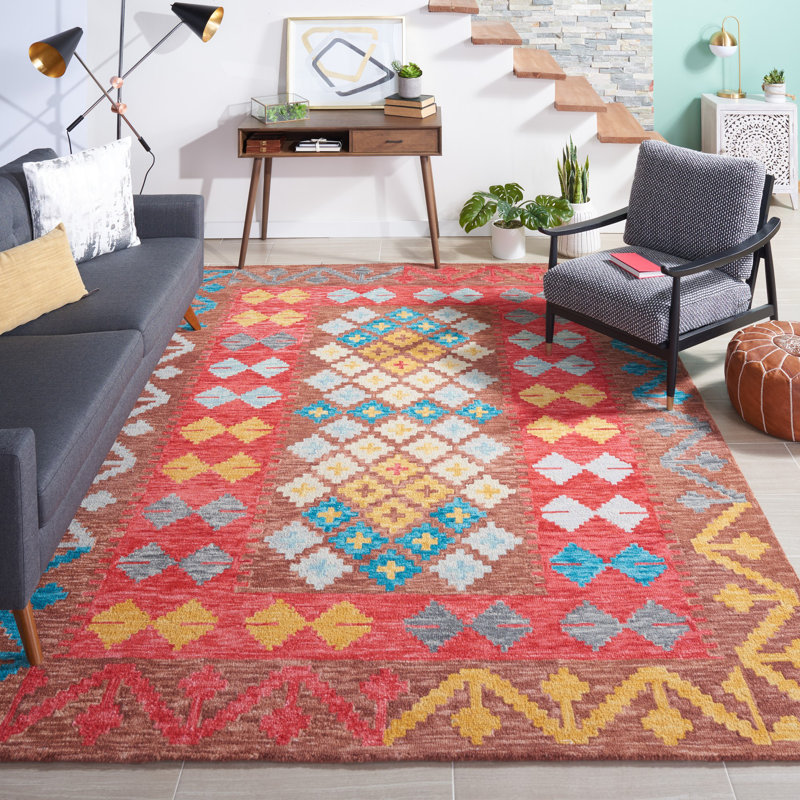 Hand Tufted Wool/Cotton/Latex Oriental Rug in Red/Brown, Rectangle 4' x 6'