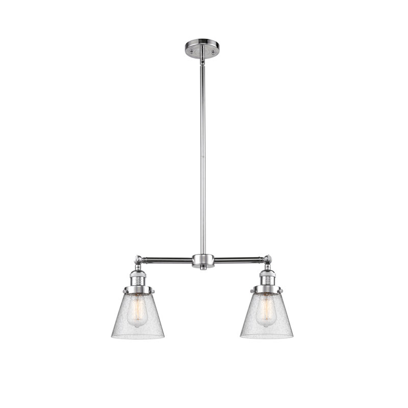 Stonecipher 2 - Light Kitchen Island Pendant, 6 Watt Vinage LED Bulb, Seedy, Polished Chrome