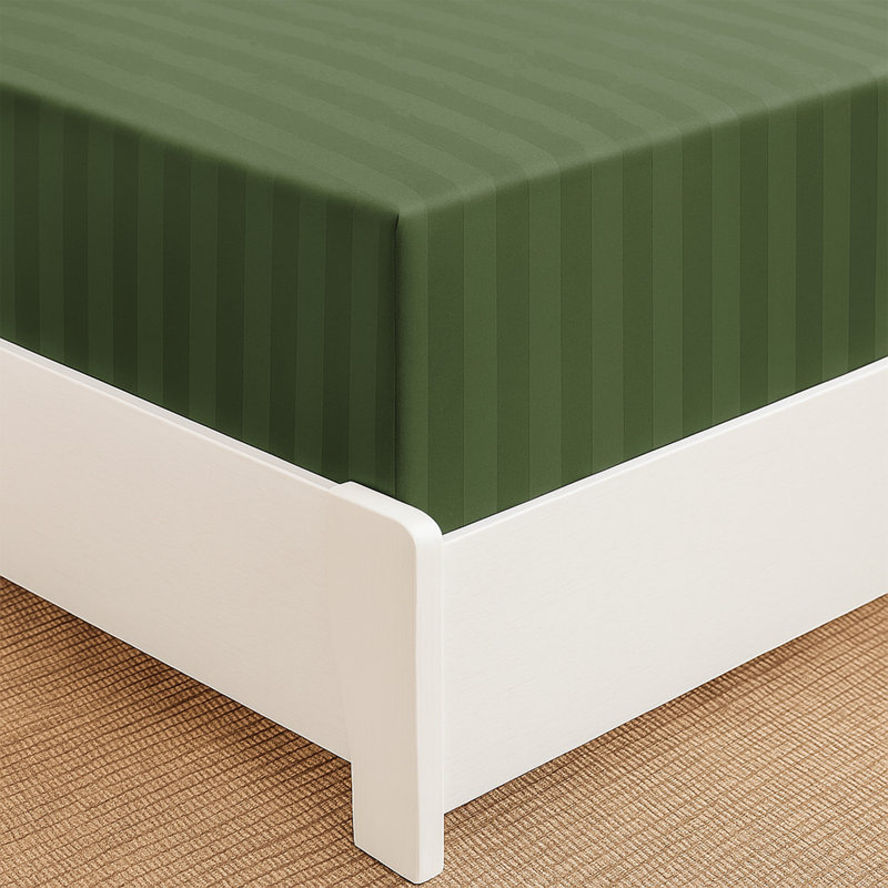 Tabbitha Striped Microfiber Standard Fitted Sheet, Single (3'), Olive Green
