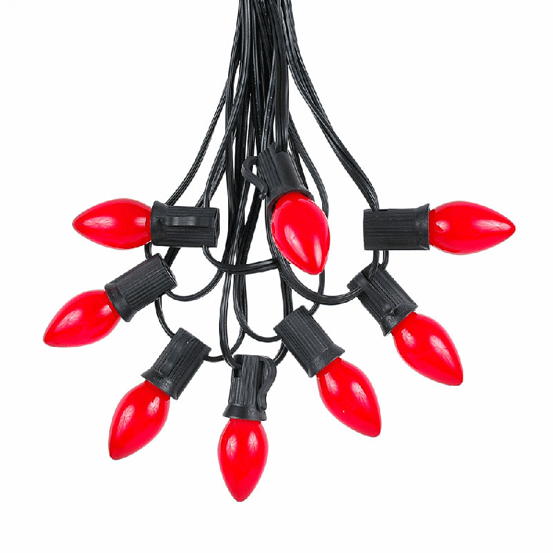 Lampe de noël en céramique avec 25 lumières de chaîne, Rouge