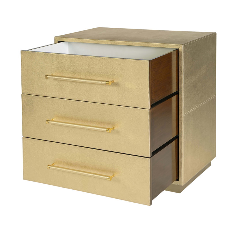 Commode décorative 3 tiroirs Sudie l 28 po, or