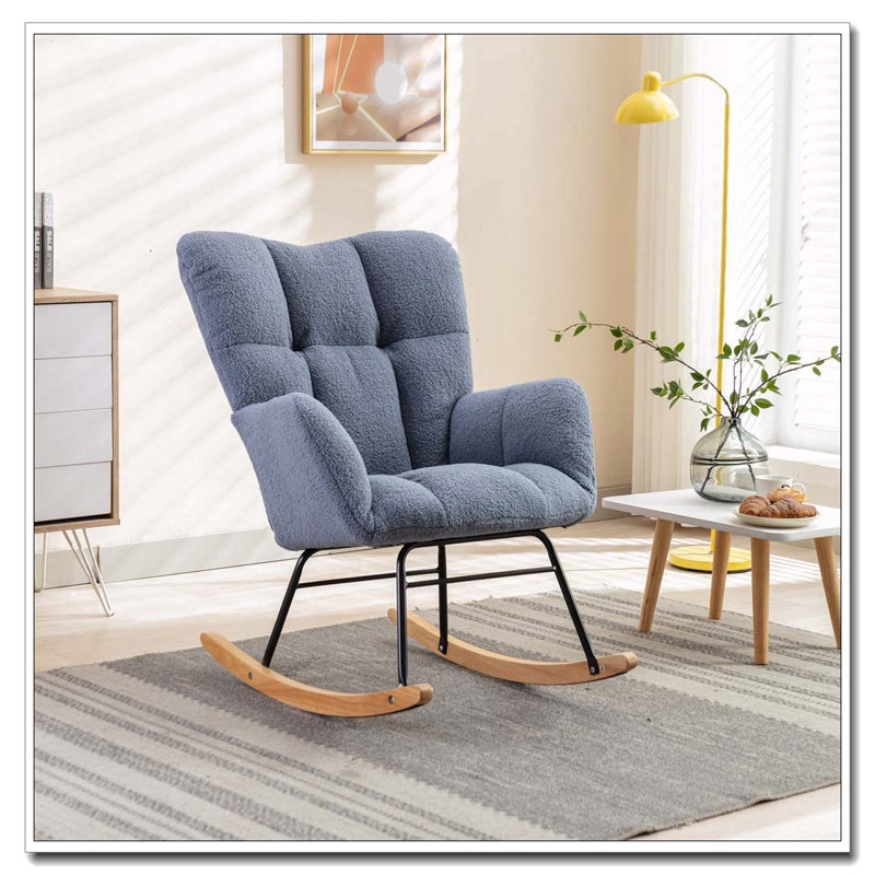 Teddy Fabric Leisure Rocking Chair, Light Blue