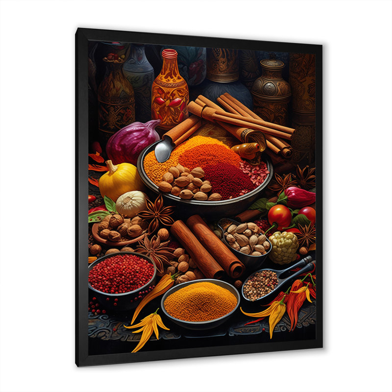 «Food Exotic Spices», reproduction sur toile, Cadre photo noir, H 44 po x l 34 po x P 1,5 po