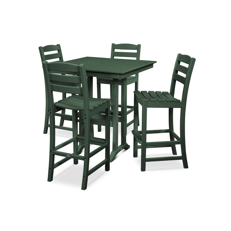 POLYWOOD La Casa Café 4 - Person Patio Dining Set with Rectangular Table, Green