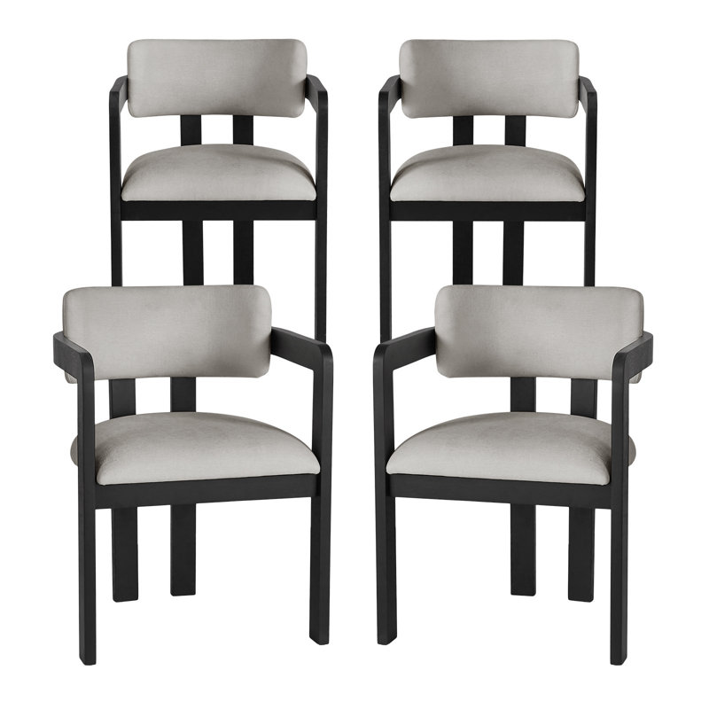 Fauteuil de salle à manger rembourré en bois massif, Gris
