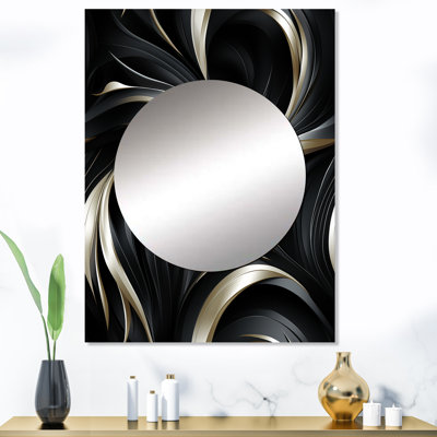 Nadud foncé noir élégant Elegance - miroir glamour, miroir mural moderne unique, impression d'art en métal