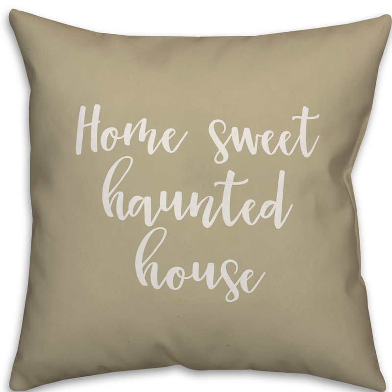  Housse et insert de coussin carré Home Sweet Haunted House, Beige, Coussin décoratif
