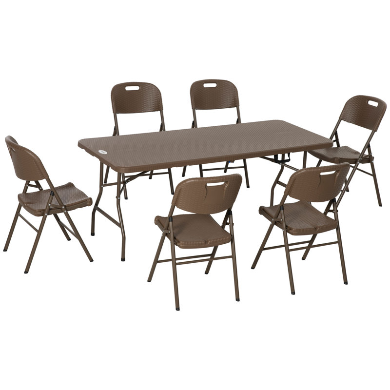 6 - Person Premium All-Weather Wicker Patio Dining Set with Rectangular Table