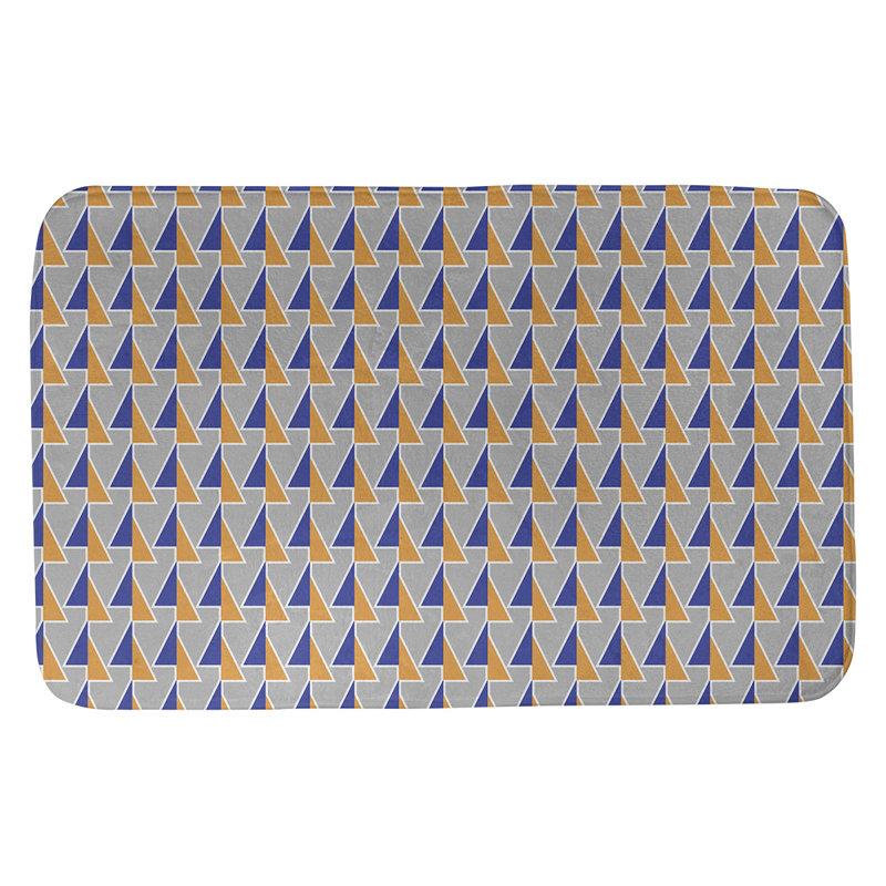 Tapis de bain géométrique antidérapant à motif de flèches décalées, l 17 po x L 24 po, Bleu/orange
