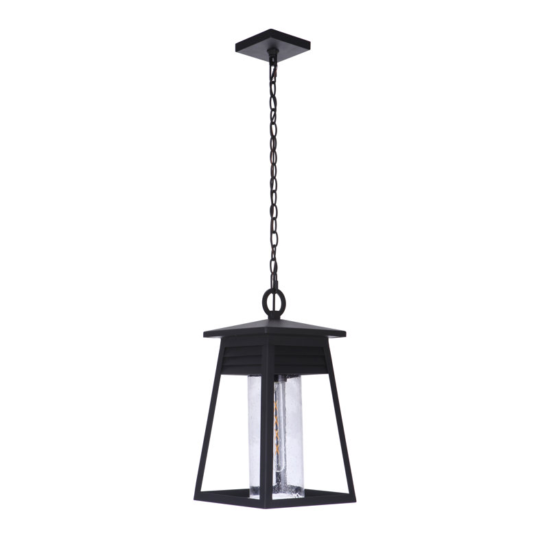 Becca Matte Black 10" Outdoor Pendant with Clear Seeded Glass