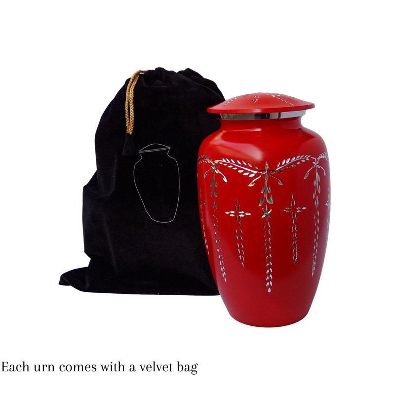Roumpini Handmade Diamond Cut Large Cremation Urn, Red