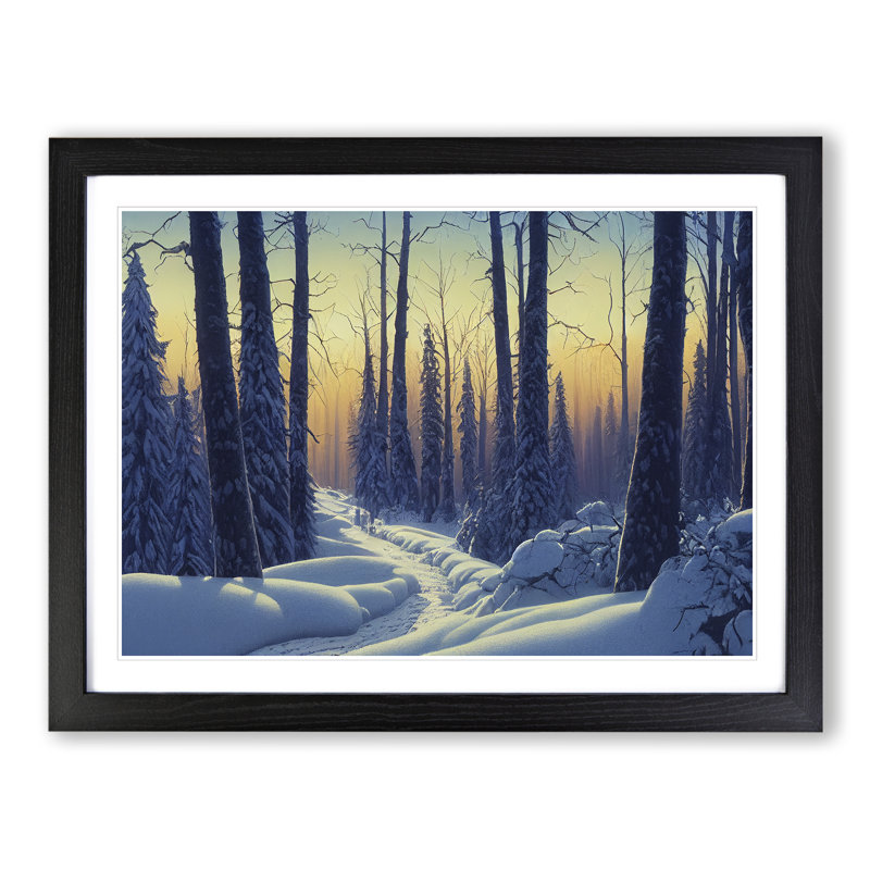 Gracious Winter Forest - Single Picture Frame Print, Black Framed, 46cm H x 64cm W x 2cm D
