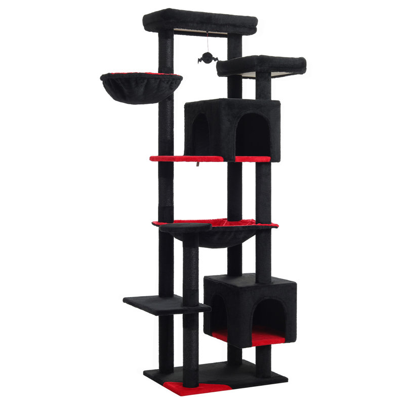 Grand arbre à chat, grande tour à chat de 69 pouces pour les grands chats d'intérieur avec grand hamac, poteaux à griffer, condo confortable et perchoir supérieur