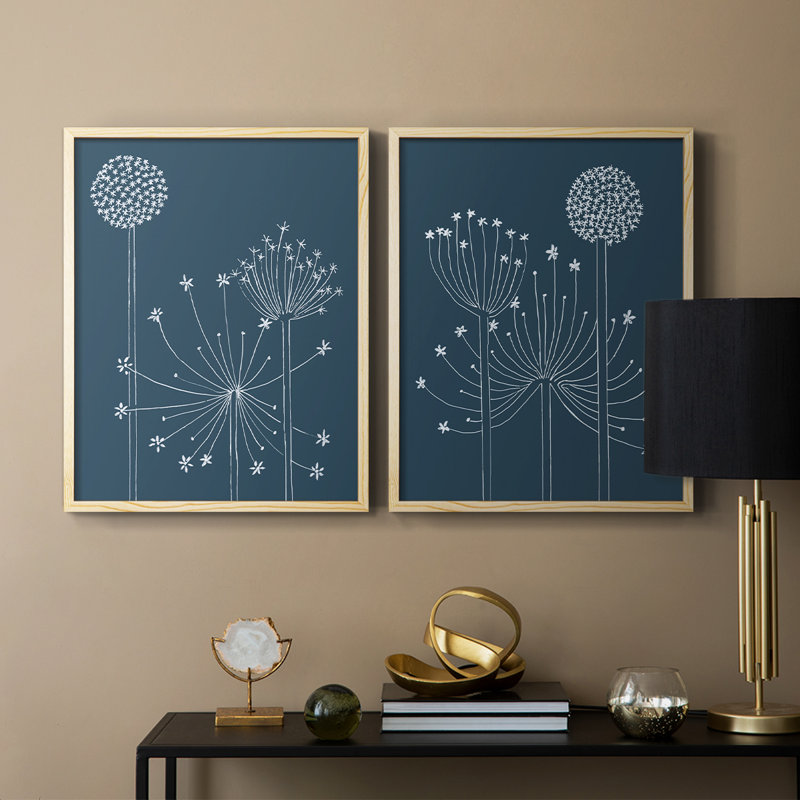 Impression graphique Alliums I-Premium - prête à être accrochée - aucun clou requis - aucun clou requis, Bois naturel
