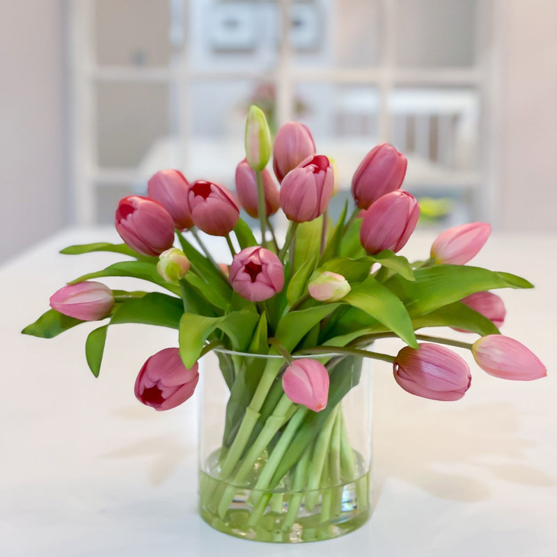 Tulip Arrangement in Vase, Lavender/Purple