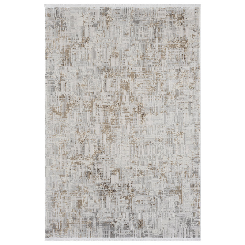 Tapis à motif abstrait crème Gints Collection, Rectangle 7 pi 10 po x 10 pi 10 po