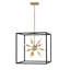 Aros 12-Light Open Frame Cube Pendant - Black & Warm Brass By Lisa McDennon