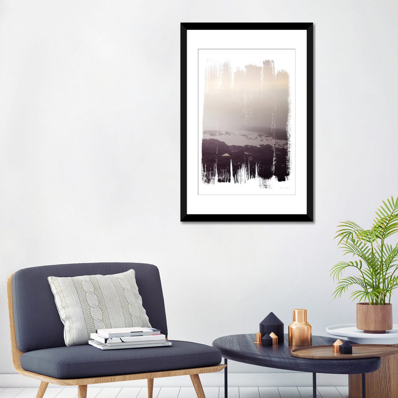 « painted seaside iii », reproduction de photo sur toile tendue, Papier d'art encadré noir, H 32 po x l 24 po x P 1 po, Blanc
