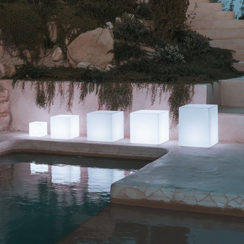 Illuminated Cube - Multi-Functional Stool, ambient light or landscape light. USB Rechargeable., 21" H x 18" W x 18" D