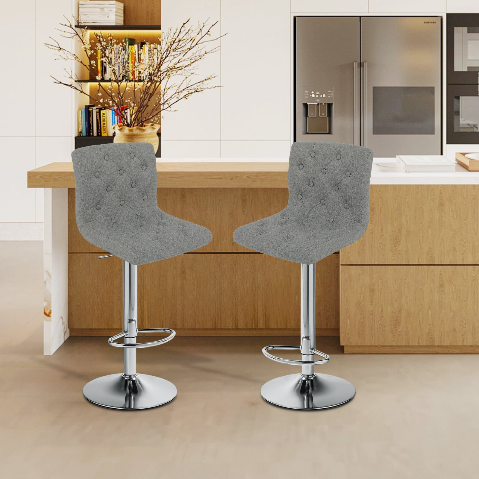 Latitude Run® Alik Modern Adjustable Swivel Bar Stools with Backrest ...
