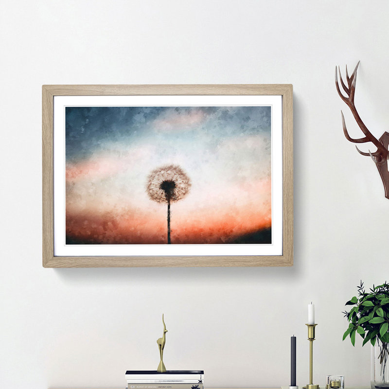 Dandelion - Picture Frame Painting Print, 24cm H x 33cm W x 2cm D, Oak Framed