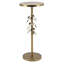 Table d'appoint ronde en fer avec motifs floraux dorés et blancs, base en ciment, pouvant accueillir un piédestal, 11,8 x 11,8 x 28,3 pouces, 7,4 lb, table assemblée requise, peut être nécessaire