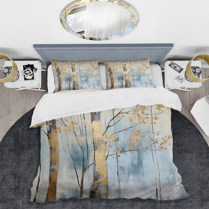 Ensemble de housse de couette Gold and Blue Treasure Trees Scenery II - Trees
