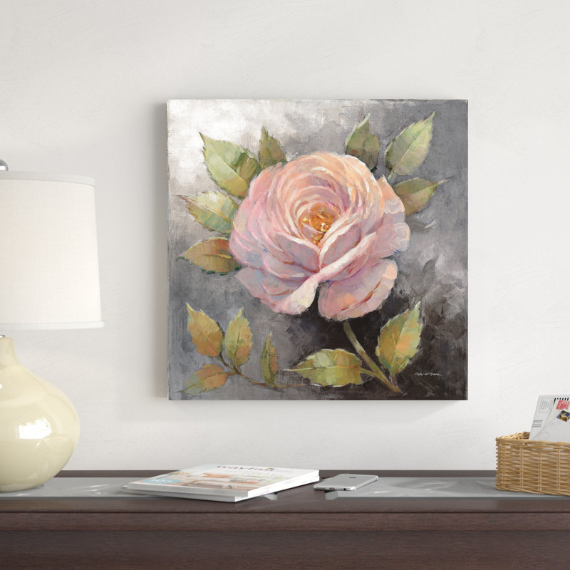 Roses sur fond gris IV, H 20 po x l 20 po x P 1,25 po
