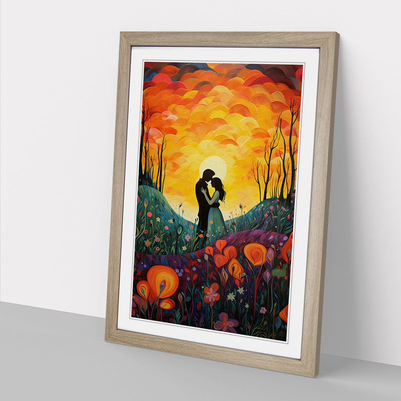 Lovers Colour Field Art - Framed Print, 46cm H x 34cm W x 2cm D, Oak Framed