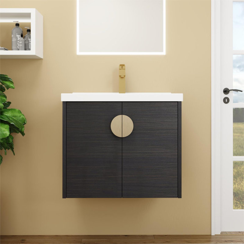 Ensemble de meuble-lavabo simple 24 po avec plateau Tomeica, Noir