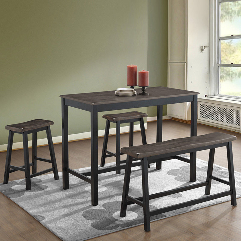 Castillo 4 - Person Solid Wood Top Four Leg Dining Set, Brown