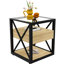 Table de chevet pour chambre et salon : table d'appoint moderne avec tiroir, bois naturel, verre trempé, rangement astucieux à plusieurs niveaux et construction de qualité, style industriel - structure en X stable et fonctionnelle