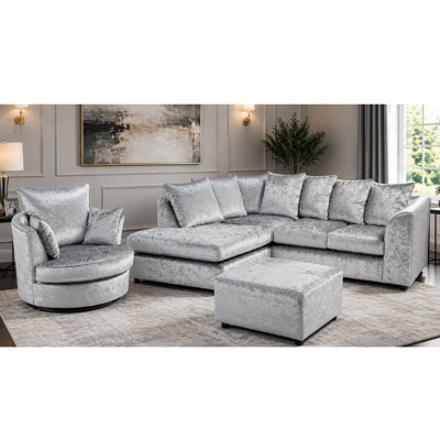 4 Seater Velvet Chaise End Sofa