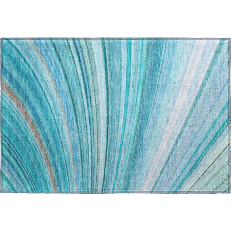 Premium Machine Washable Cerrito AMF585 Teal Rug, Rectangle 1'8" x 2'6"