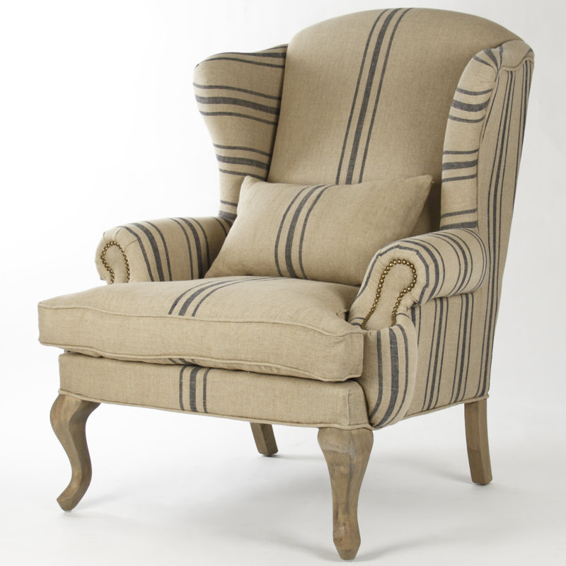 Fauteuil à oreilles en lin 28 po Zacharie