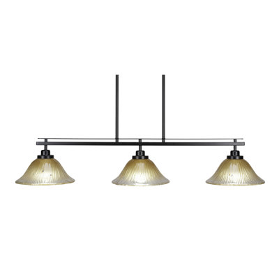 Kolby 3 Light Island Light Shown In Matte Black Finish With 10" Crystal Glass