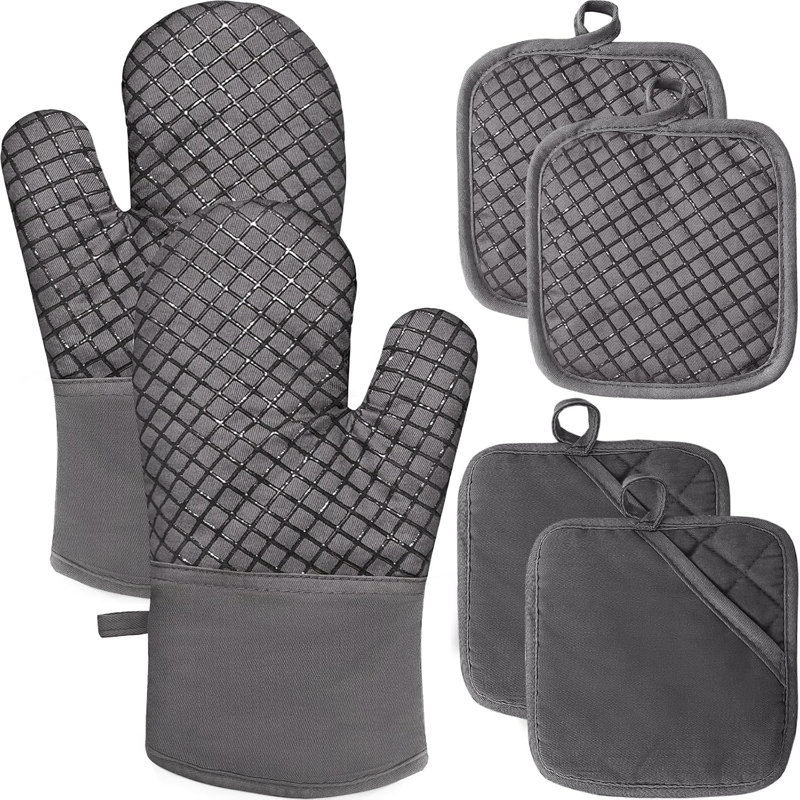 4 Pcs Oven Mitts and Pot Holders,High Heat 500°F Resistant Glove Potholder with Thick Cotton
