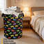 Grand panier à linge pliable avec poignées - Panier à linge respirant pour salle de lavage, chambre à coucher, salle de bain ou dortoir, bac de rangement pliable avec coutures renforcées