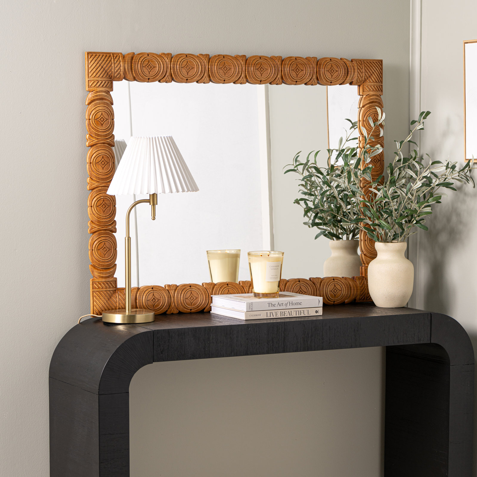33" Oak Accent Mirror