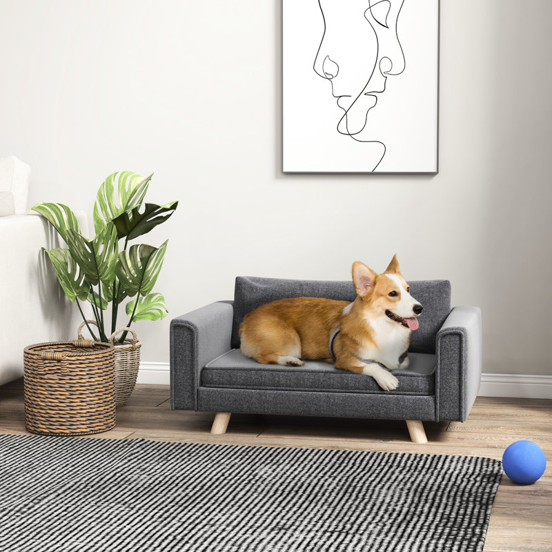 Housse pour chien moelleuse et moelleuse, couche extérieure grise pour animaux de compagnie, amovible