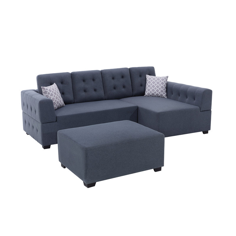 Canapé modulaire Tziporah Tuscan Temptations, Orienté à droite, Mélange de lin gris foncé