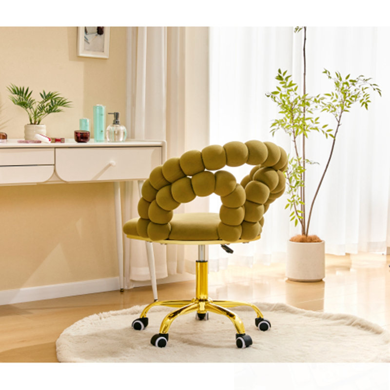 Chaise de bureau pivotante en velours, Jaune