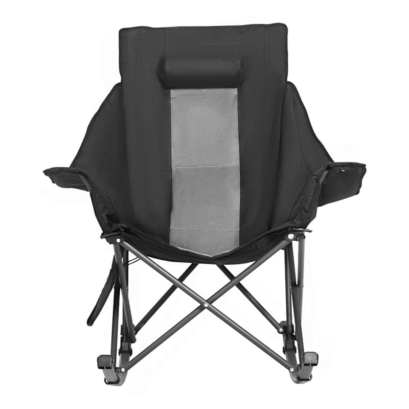 Heated Camping Chair, 3 Heating Settings, Large-Sized Padded Folding Rocker, Heavy Duty Outdoor Lawn Chairs With Pocket & Cupholder, Support 225Lbs, Portable Heated Chair For Sports Winter Use