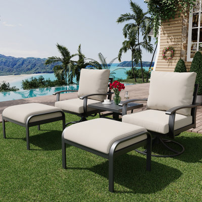 Outdoor Swivel Rocker Patio Chairs With Ottomans And Coffee Table 5 Pcs Bistro Set by Winston Porter