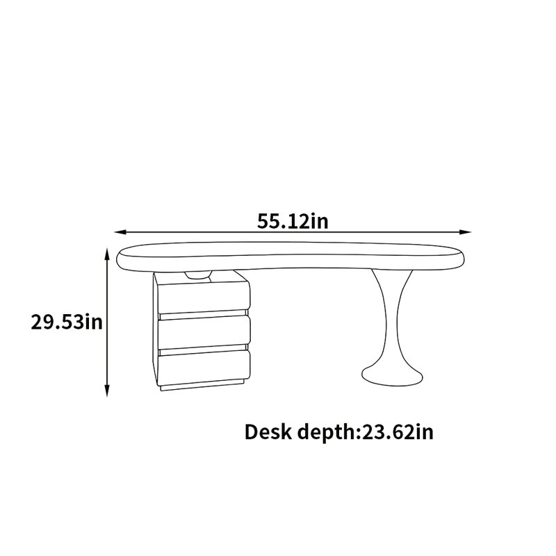 Bureau italien de style moderne italien, H 29,53 po x l 55,12 po x P 23,62 po