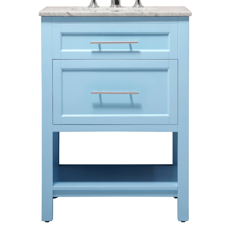 Andralyn 25'' Single Bathroom Vanity with Marble Top, Powder Blue