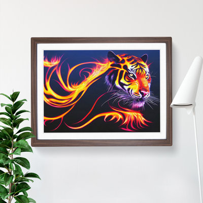 Tiger In Flames Abstract - Single Picture Frame Print