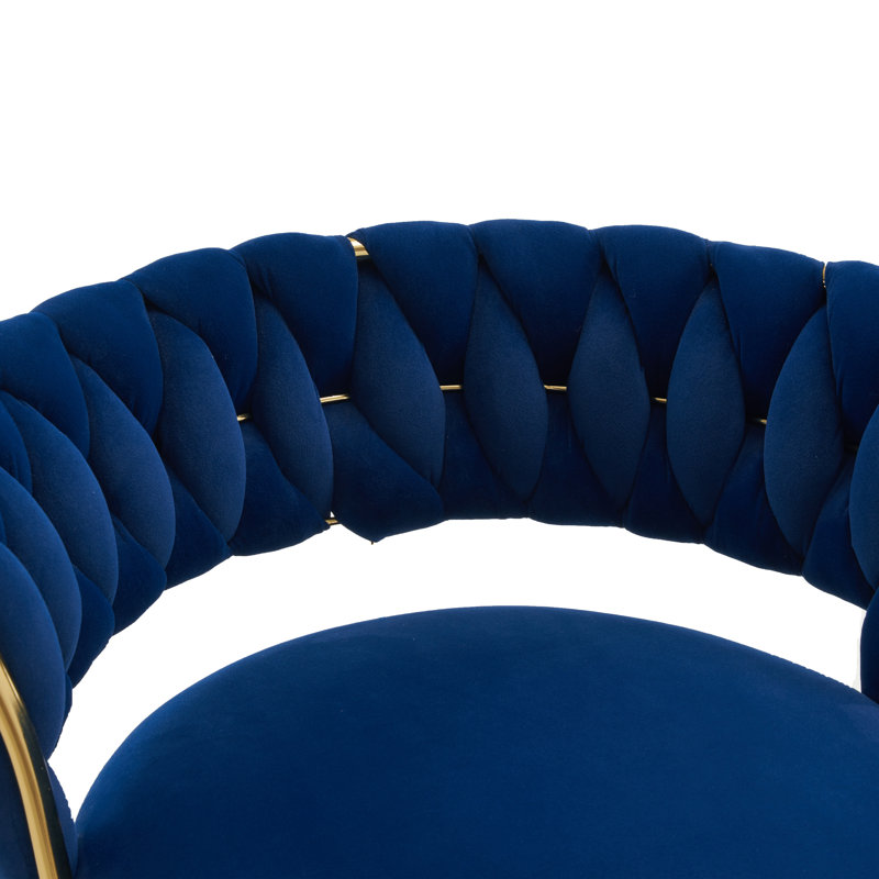Paulyne Swivel Upholstered Adjustable Height Counter Stool with Metal Frame, Navy Blue